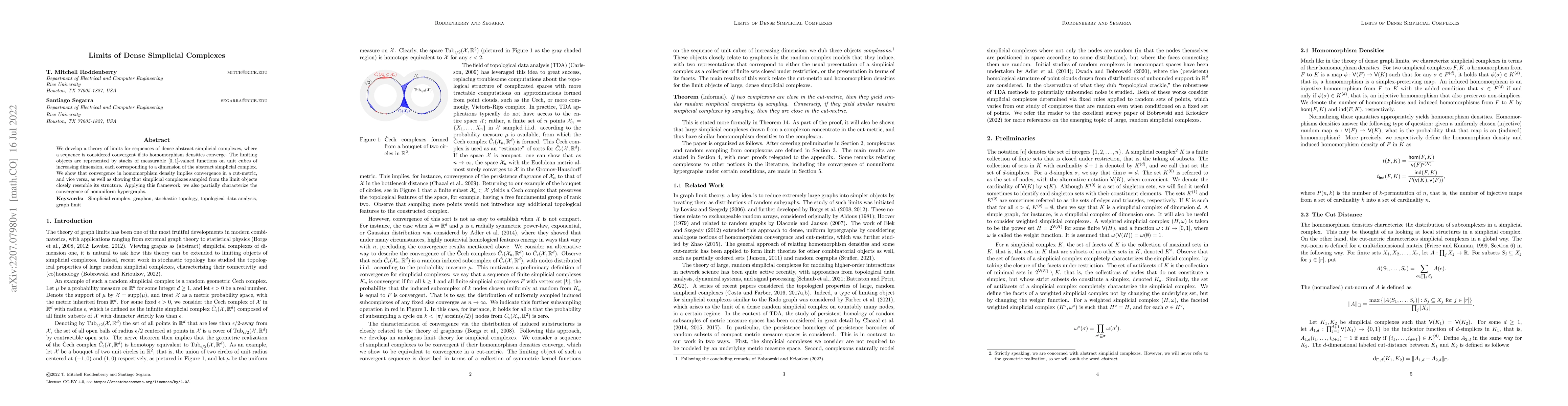 Thumbnail for Limits of Dense Simplicial Complexes