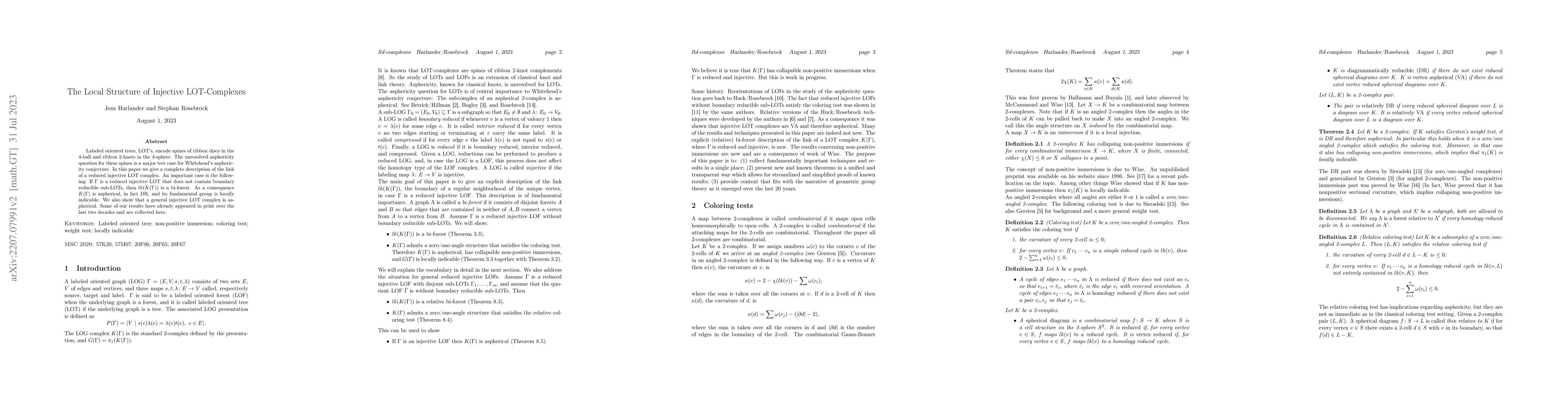 Thumbnail for The Local Structure of Injective LOT-Complexes