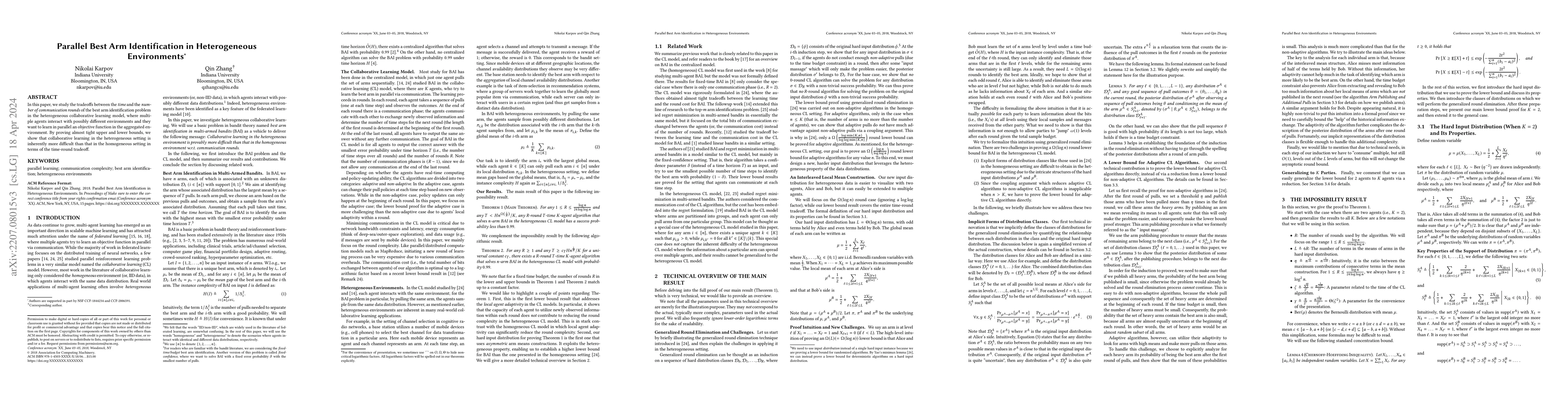 Thumbnail for Parallel Best Arm Identification in Heterogeneous Environments