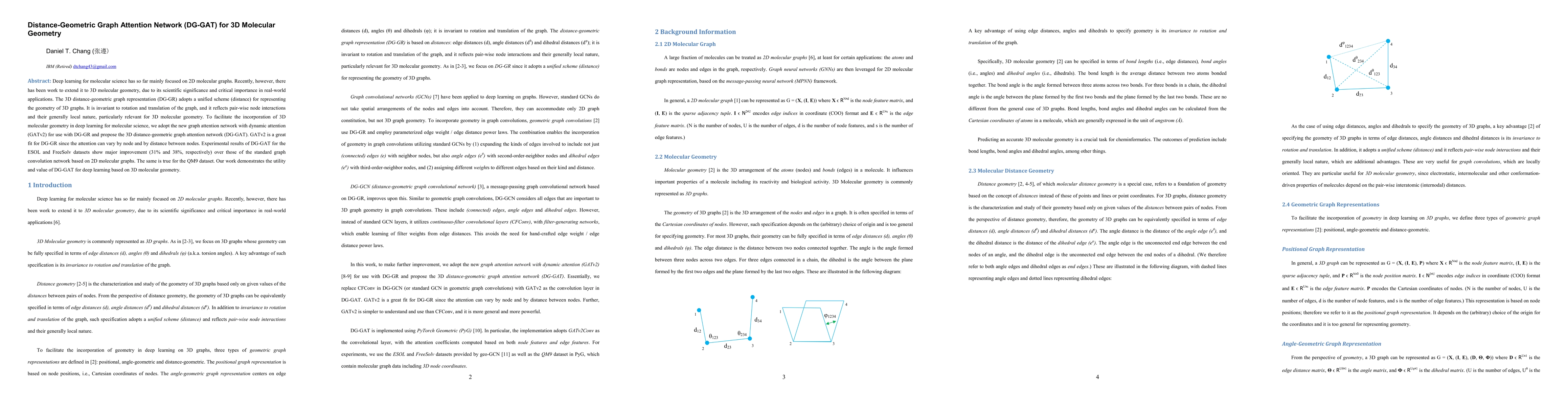 Thumbnail for Distance-Geometric Graph Attention Network (DG-GAT) for 3D Molecular
  Geometry