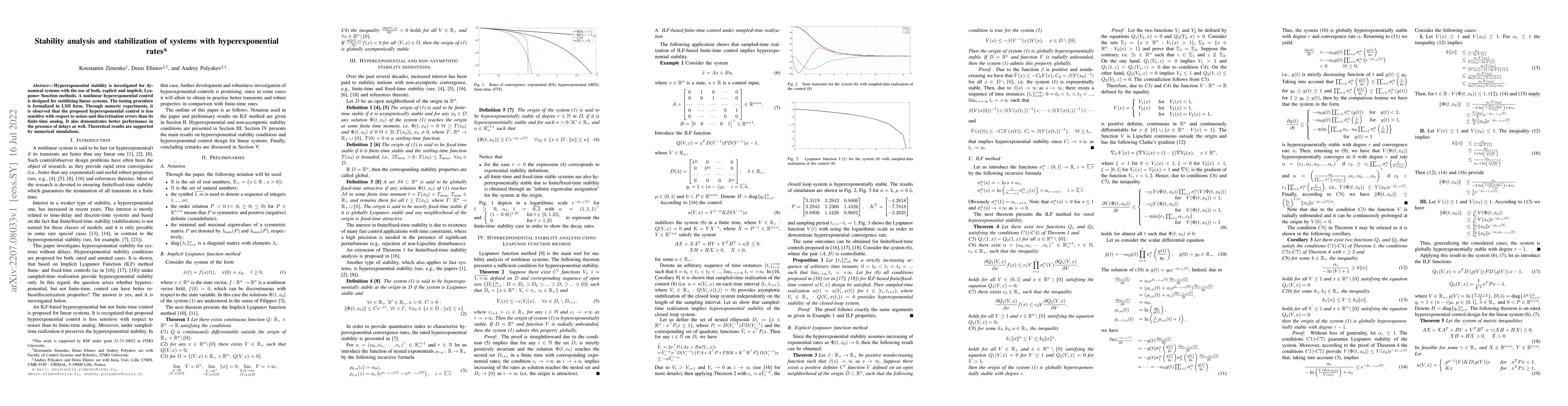 Thumbnail for Stability analysis and stabilization of systems with hyperexponential
  rates