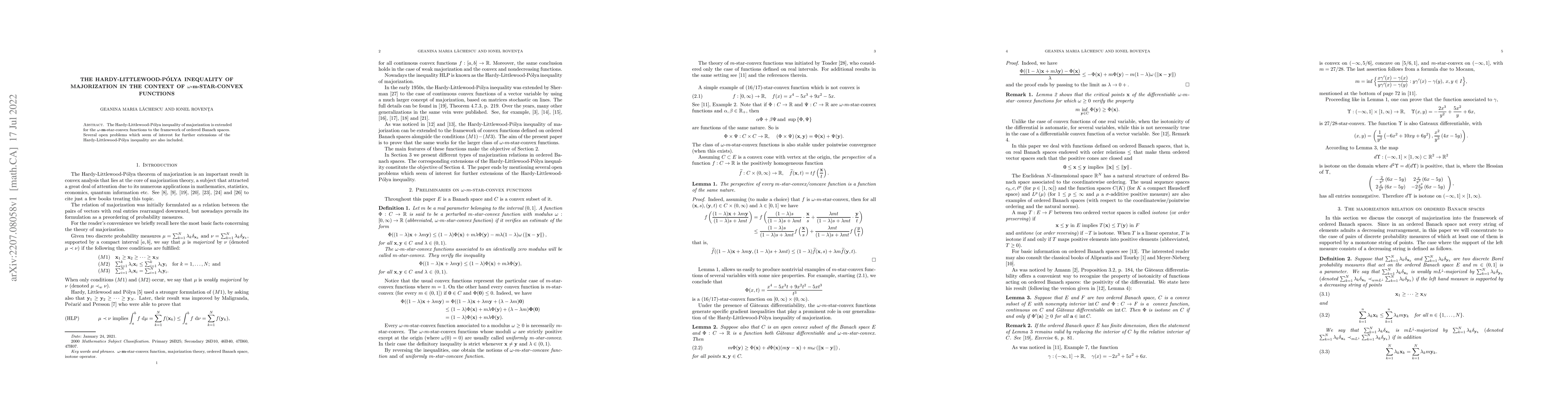 Thumbnail for The Hardy-Littlewood-Polya inequality of majorization in the context of
  w-m-star-convex functions