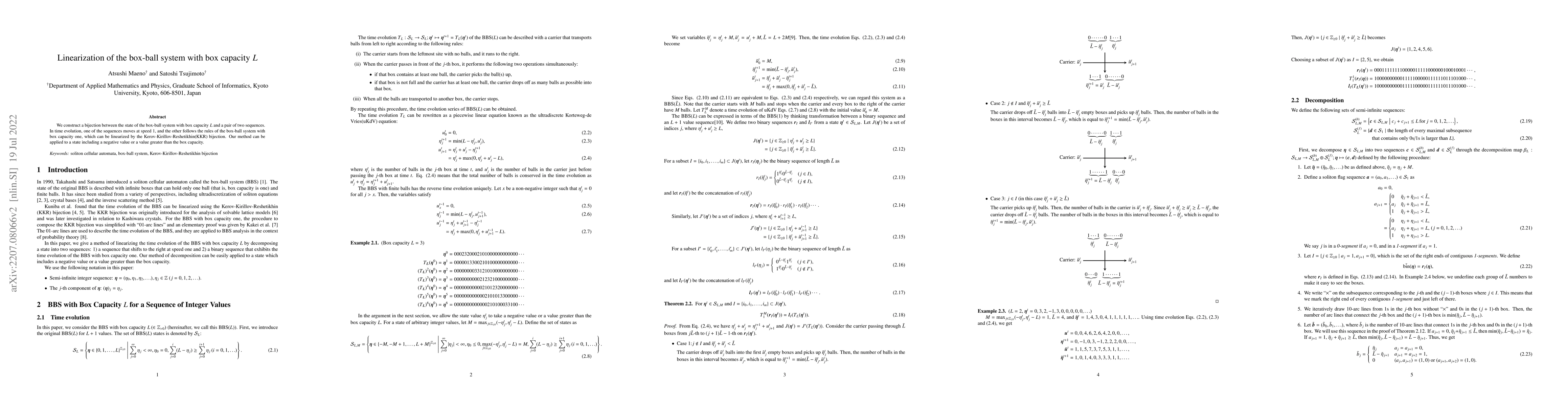 Thumbnail for Linearization of the box-ball system with box capacity L
