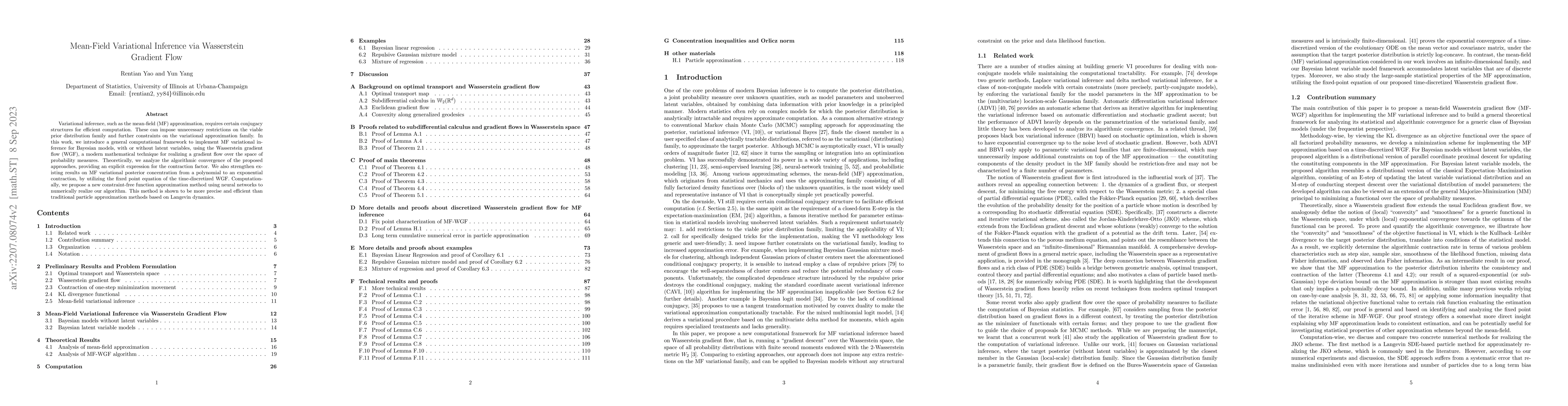 Thumbnail for Mean-field Variational Inference via Wasserstein Gradient Flow