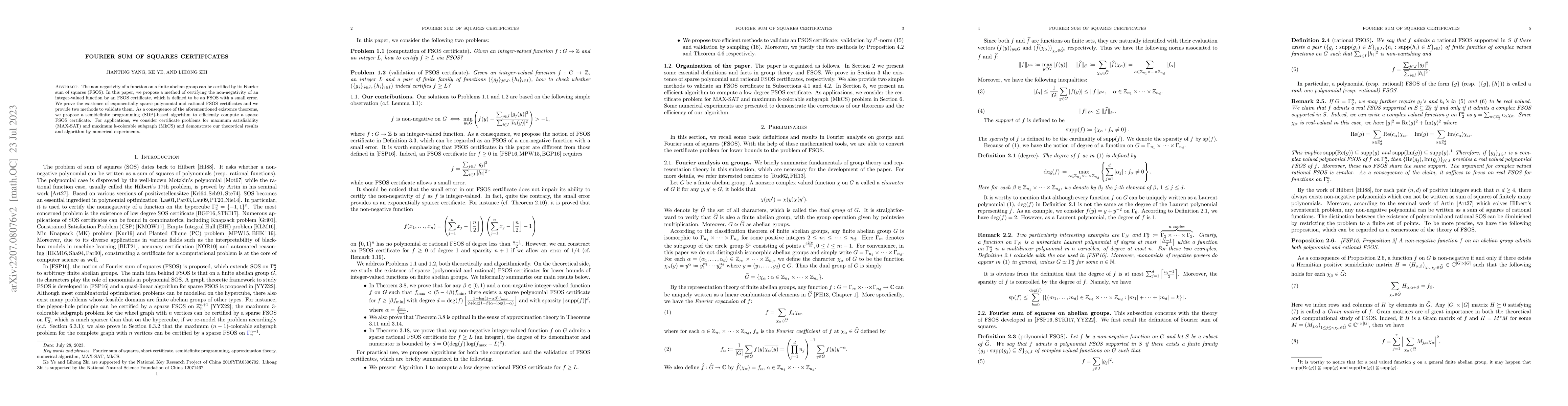 Thumbnail for Fourier sum of squares certificates