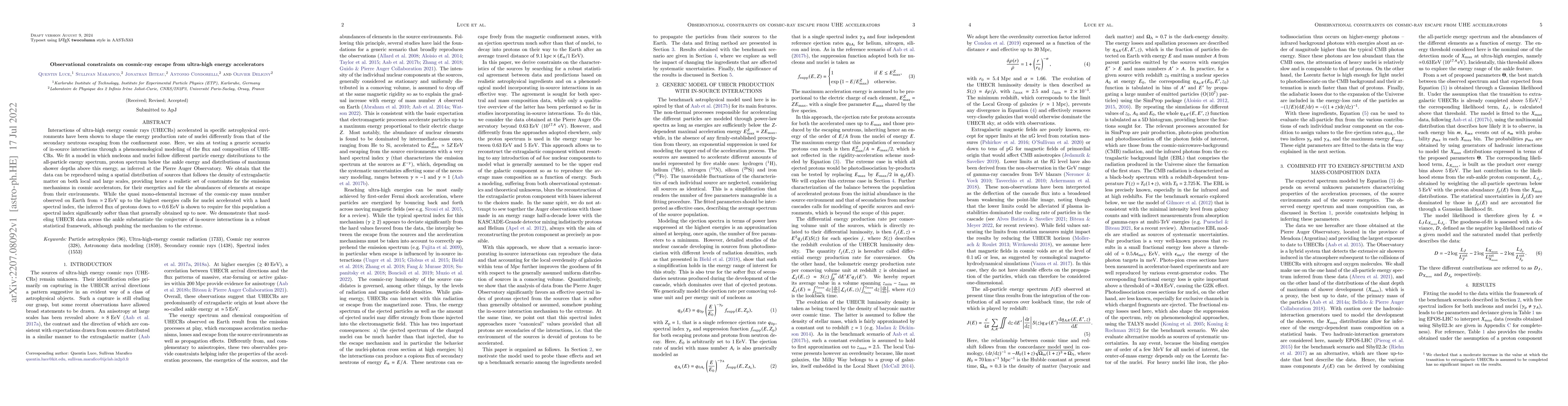 Thumbnail for Observational constraints on cosmic-ray escape from UHE accelerators