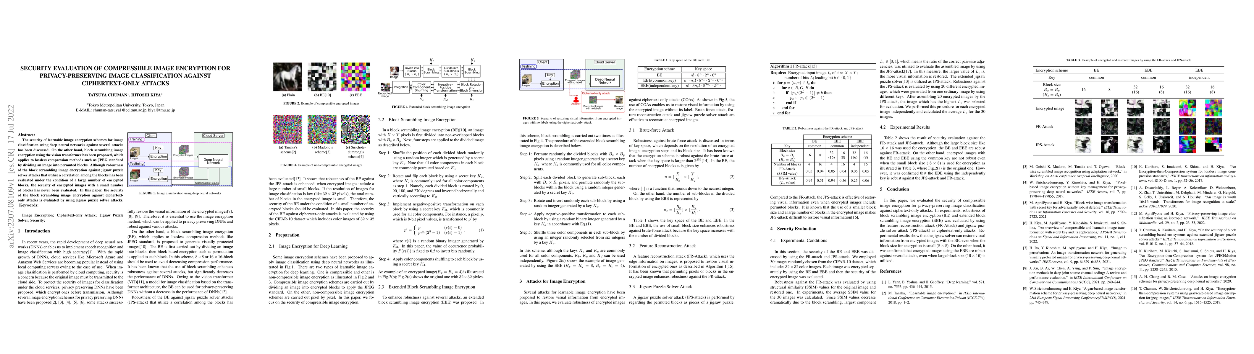 Thumbnail for Security Evaluation of Compressible Image Encryption for
  Privacy-Preserving Image Classification against Ciphertext-only Attacks