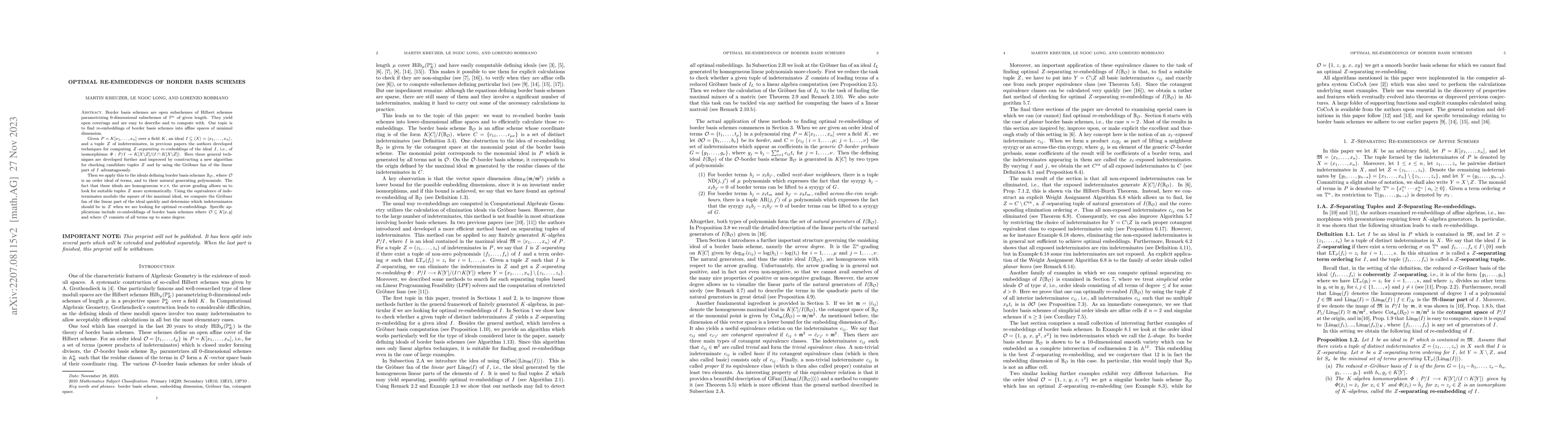 Thumbnail for Optimal Re-Embeddings of Border Basis Schemes
