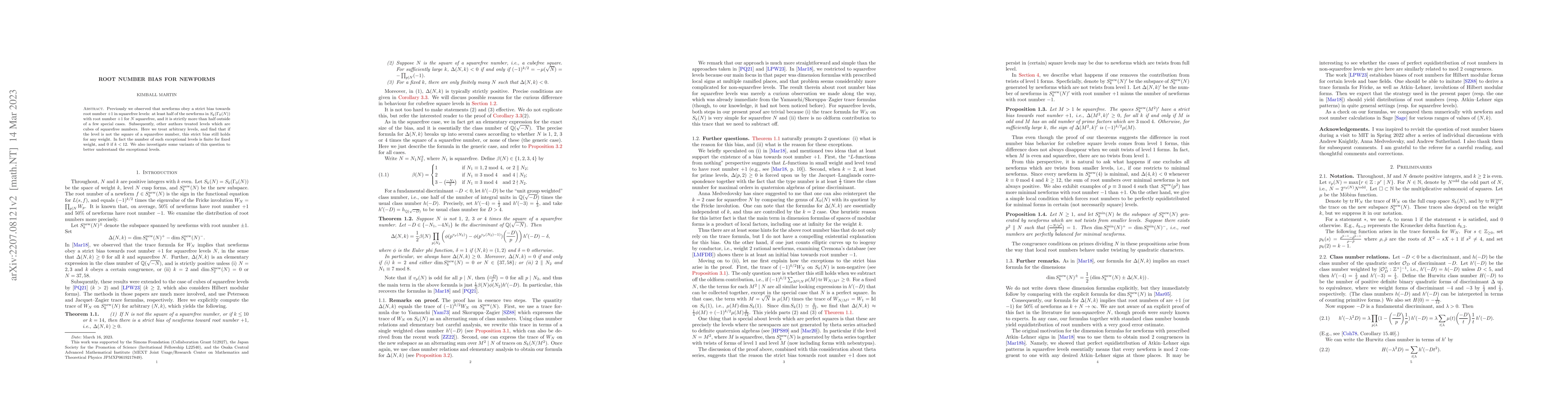 Thumbnail for Root number bias for newforms
