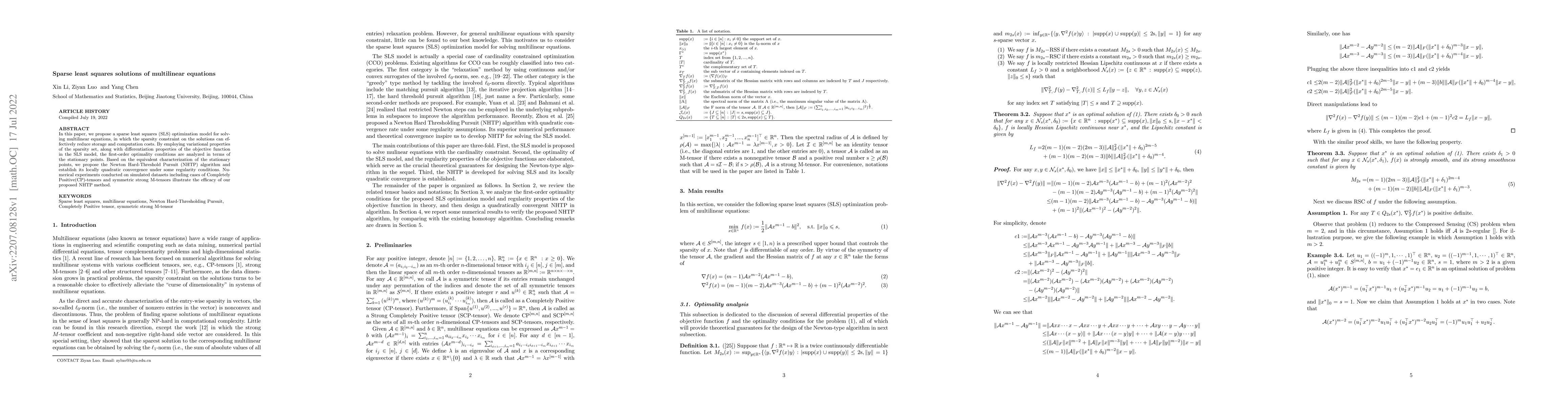 Thumbnail for Sparse least squares solutions of multilinear equations