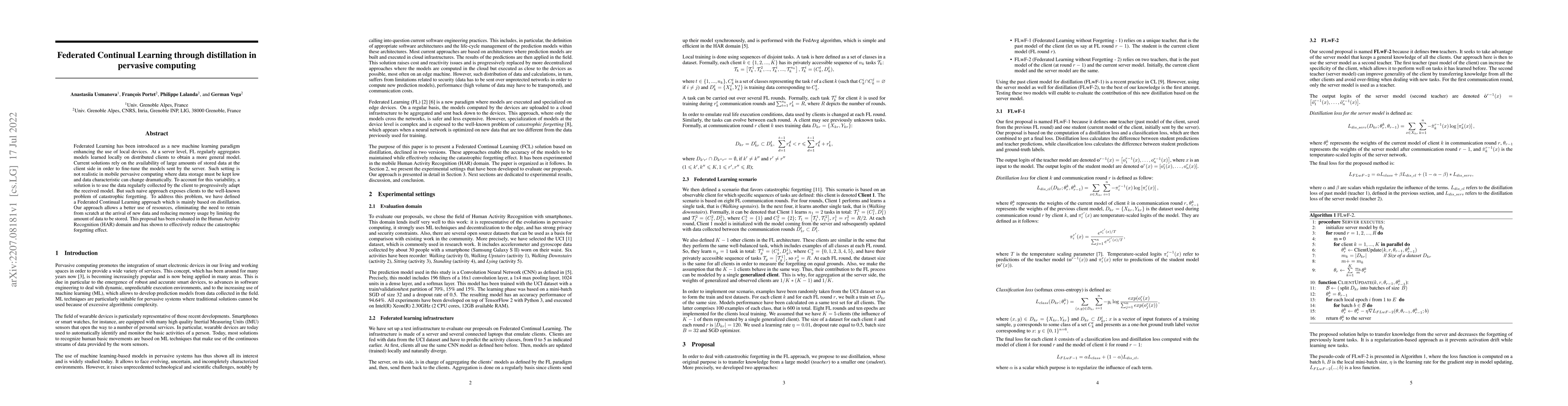 Thumbnail for Federated Continual Learning through distillation in pervasive computing