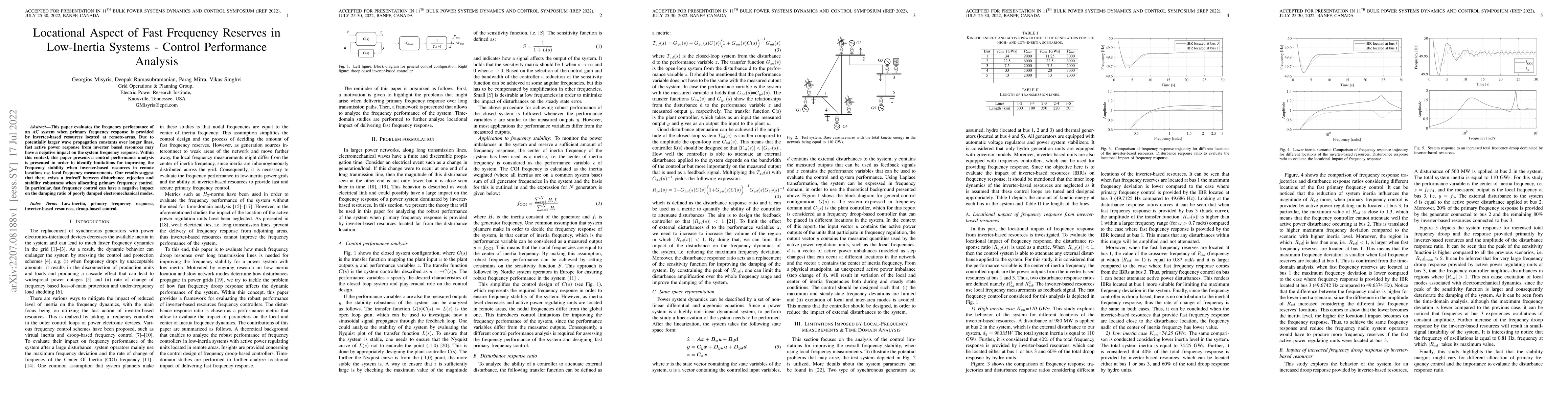 Thumbnail for Locational Aspect of Fast Frequency Reserves in Low-Inertia Systems --
  Control Performance Analysis