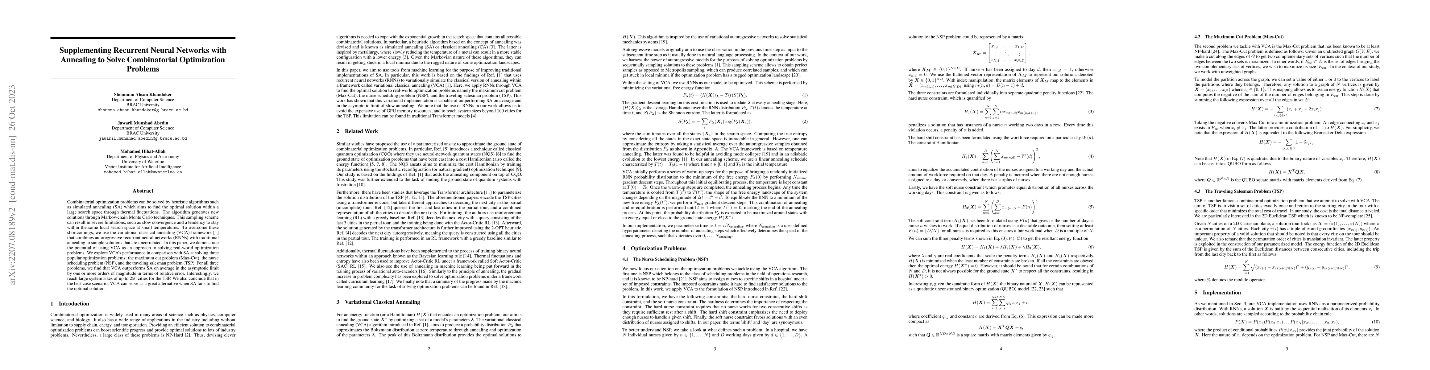 Thumbnail for Supplementing Recurrent Neural Networks with Annealing to Solve
  Combinatorial Optimization Problems