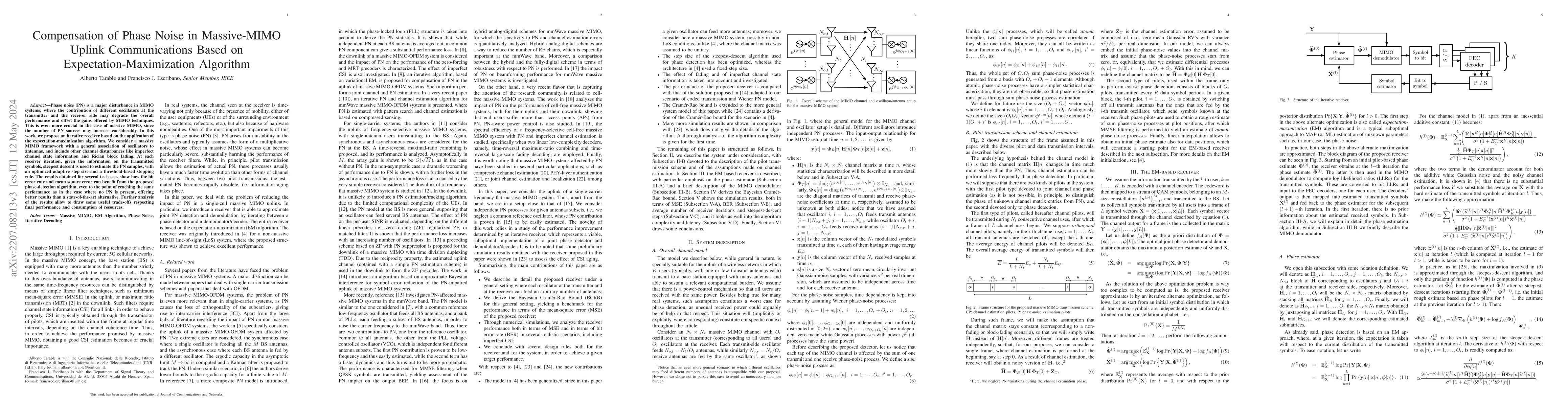 Thumbnail for Compensation of Phase Noise in Massive-MIMO Uplink Communications Based
  on Expectation-Maximization Algorithm