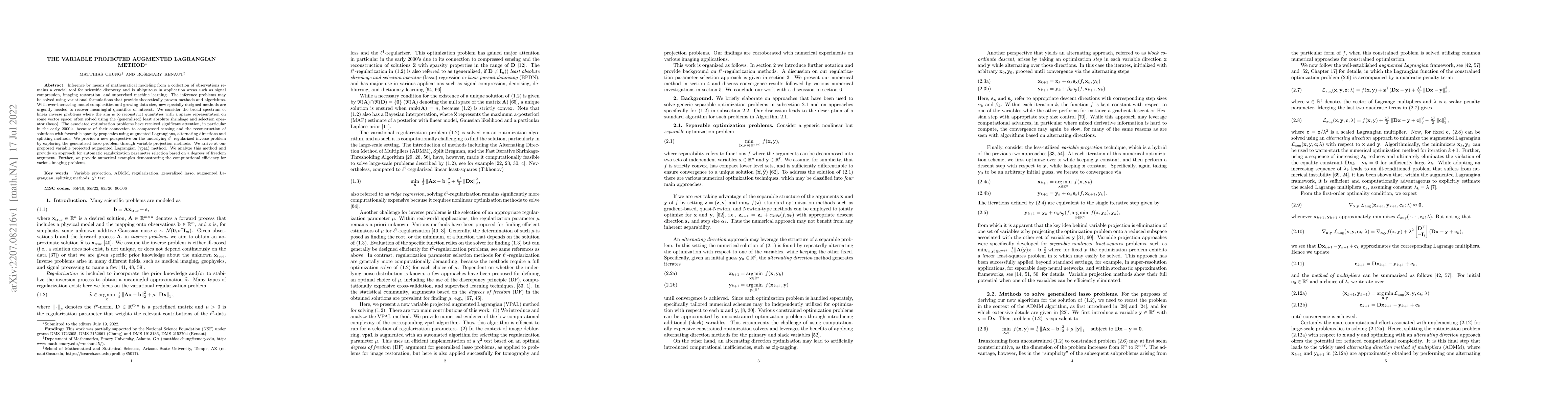 Thumbnail for The Variable Projected Augmented Lagrangian Method