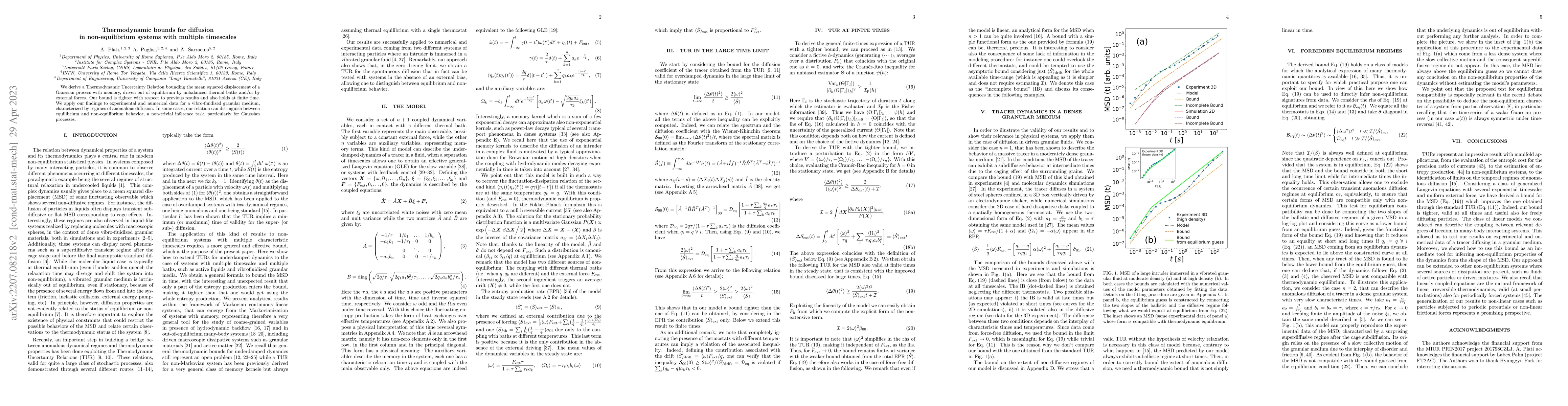 Thumbnail for Thermodynamic bounds for diffusion in non-equilibrium systems with
  multiple timescales