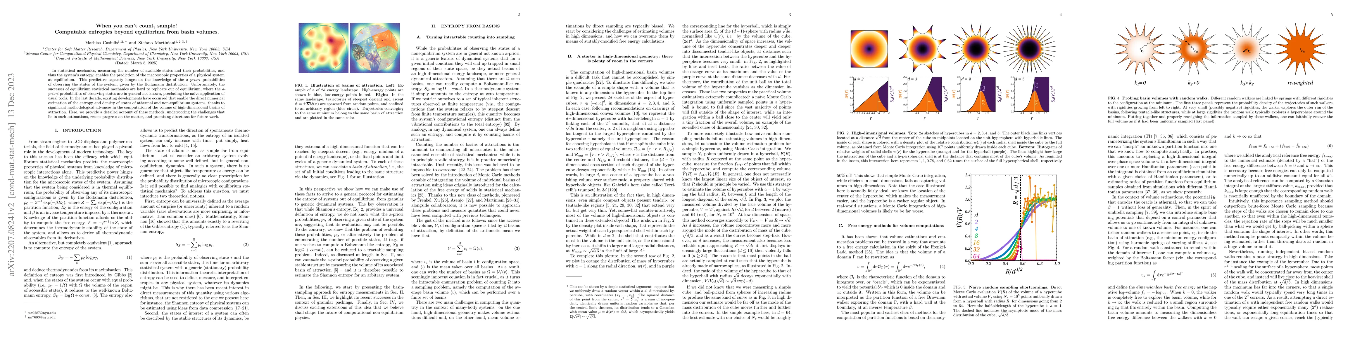 Thumbnail for When you can't count, sample! Computable entropies beyond equilibrium
  from basin volumes