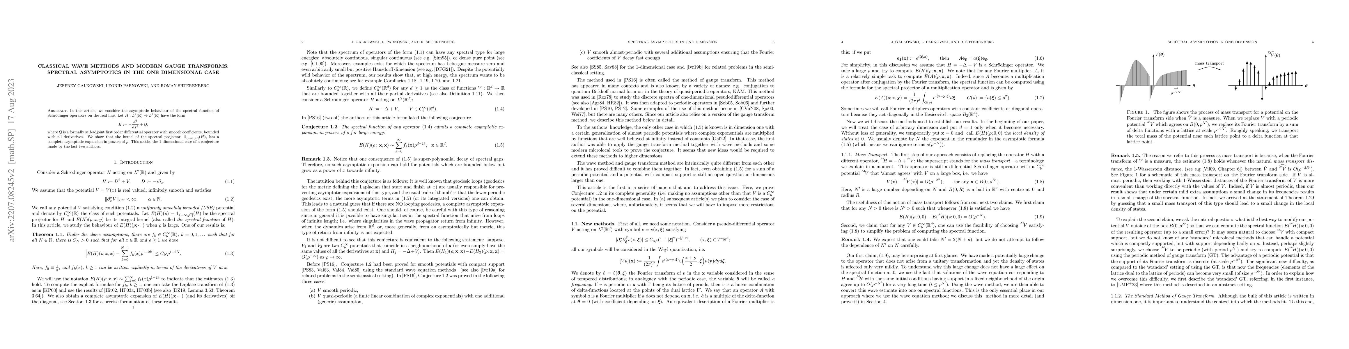 Thumbnail for Classical Wave methods and modern gauge transforms: Spectral Asymptotics
  in the one dimensional case