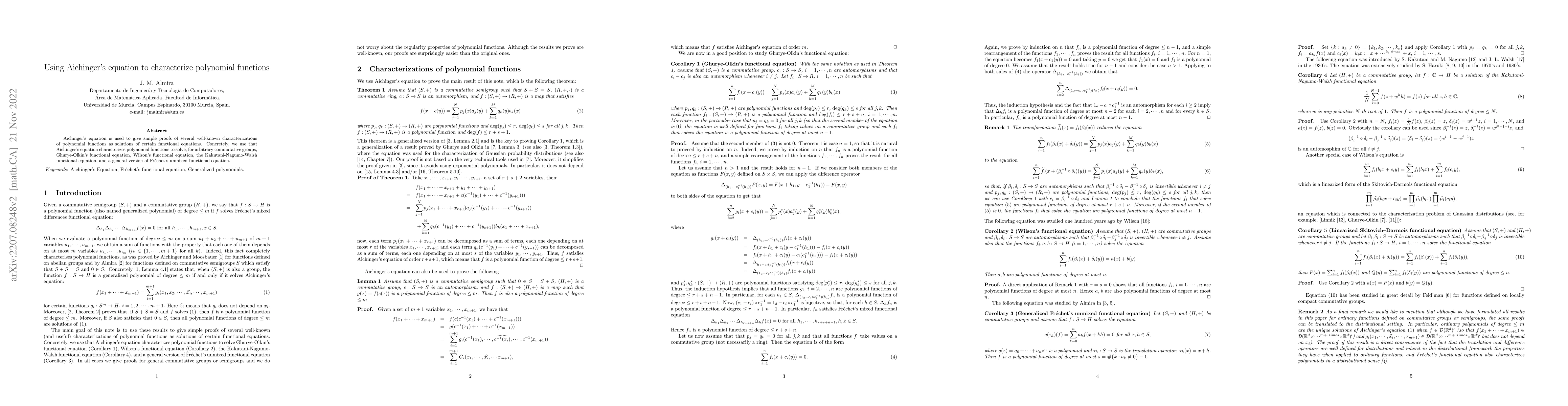 Thumbnail for Using Aichinger's equation to characterize polynomial functions