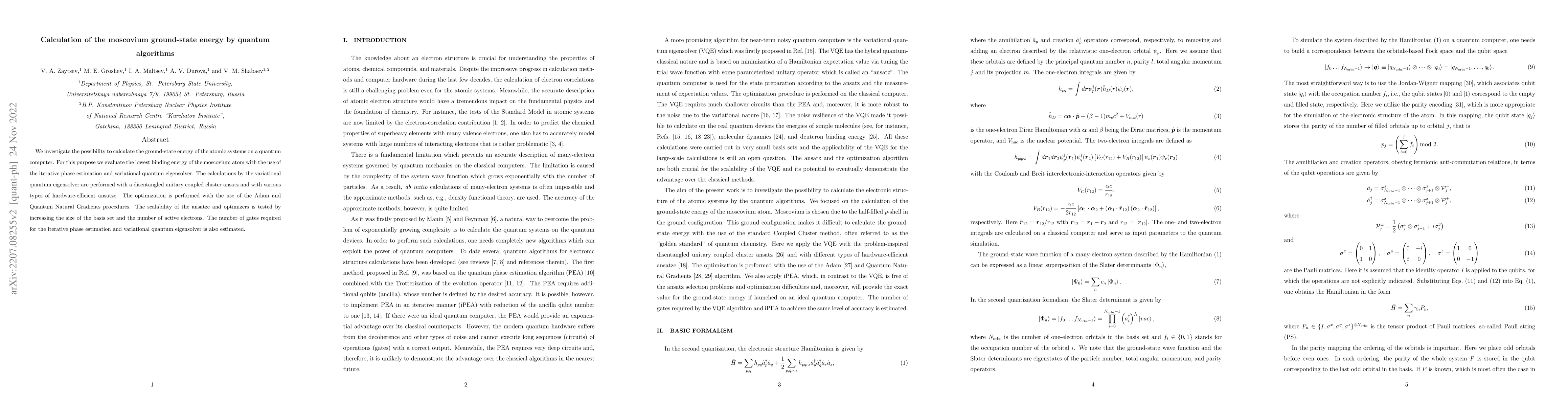Thumbnail for Calculation of the moscovium ground-state energy by quantum algorithms