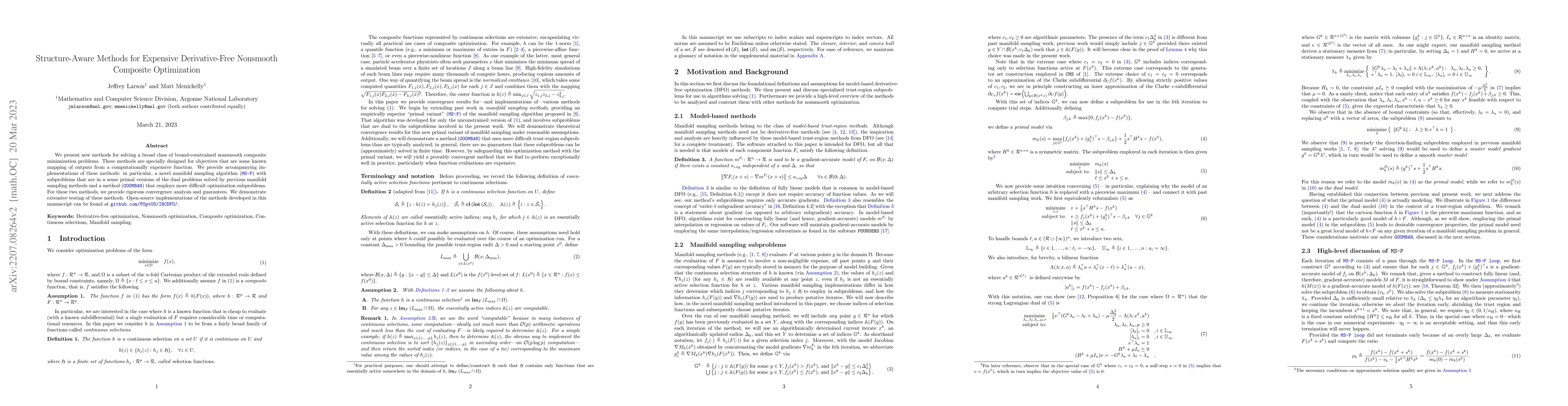 Thumbnail for Structure-Aware Methods for Expensive Derivative-Free Nonsmooth
  Composite Optimization
