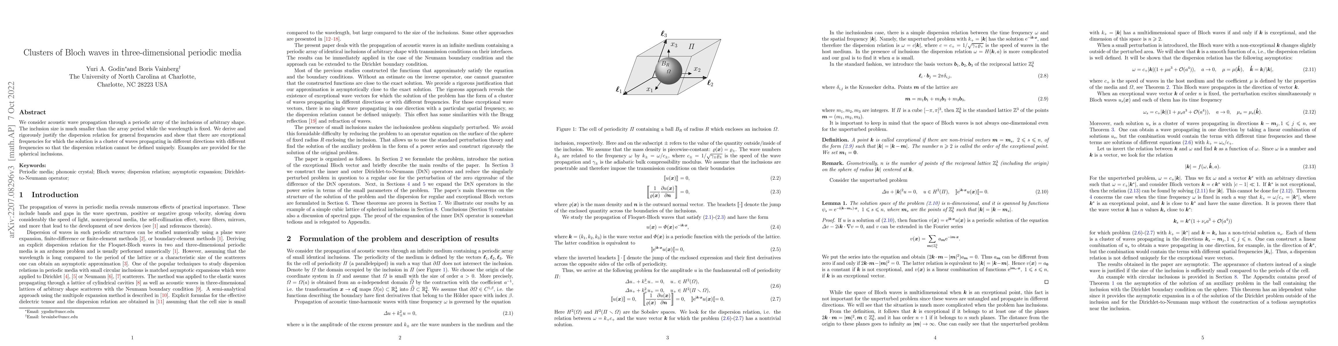 Thumbnail for Clusters of Bloch waves in three-dimensional periodic media