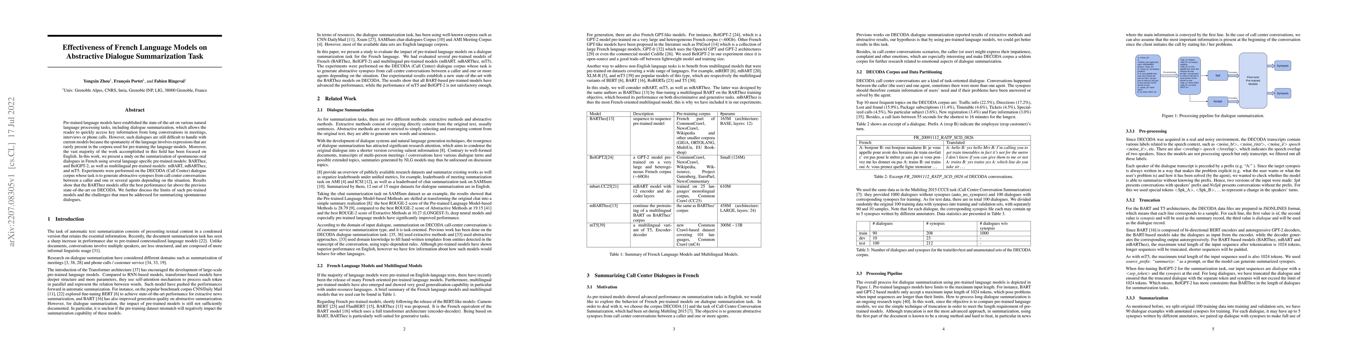 Thumbnail for Effectiveness of French Language Models on Abstractive Dialogue
  Summarization Task