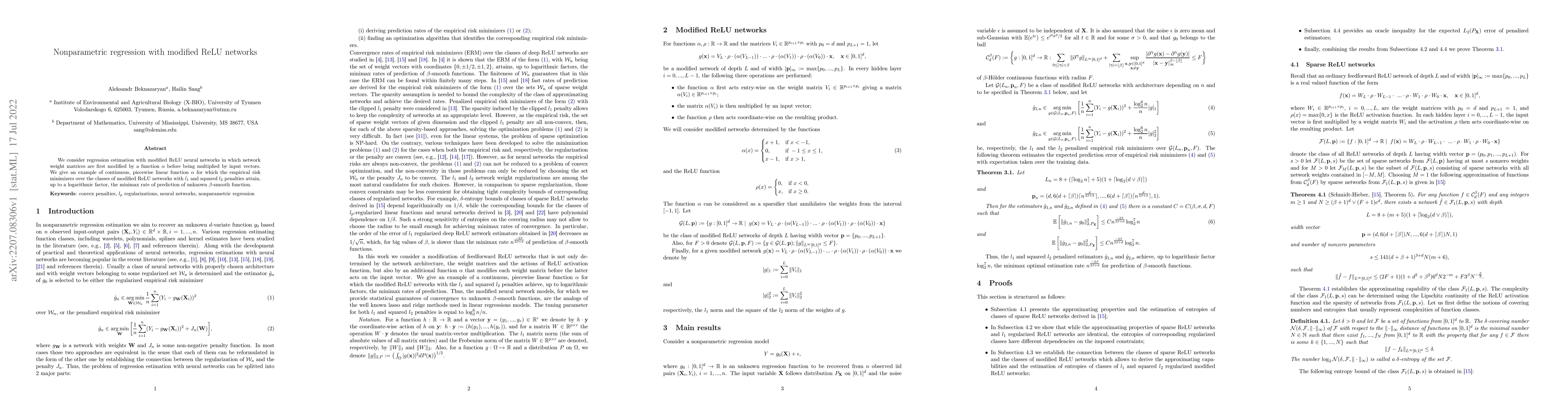 Thumbnail for Nonparametric regression with modified ReLU networks