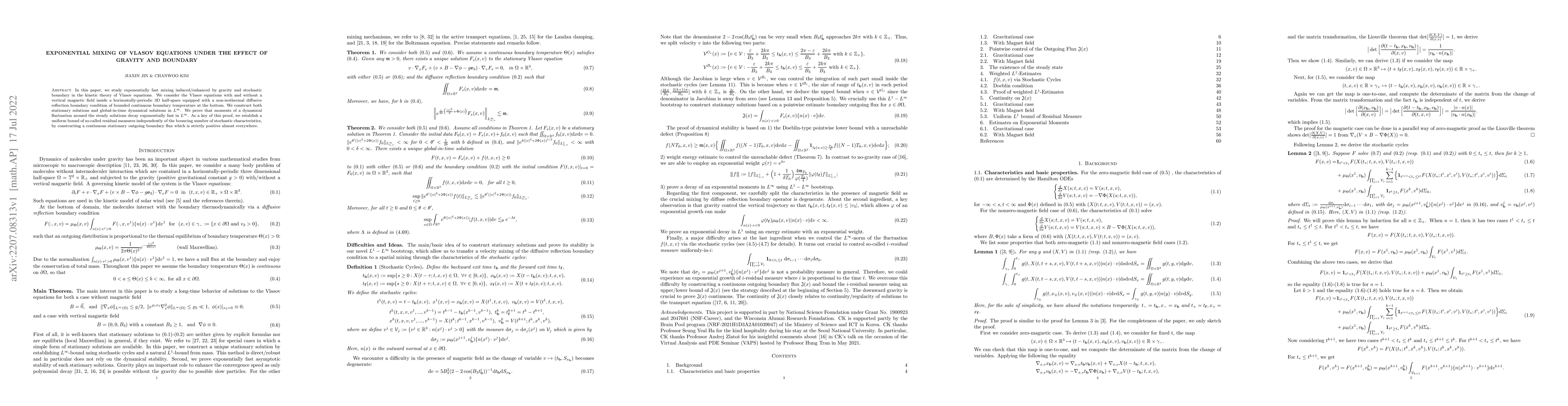 Thumbnail for Exponential Mixing of Vlasov equations under the effect of Gravity and
  Boundary