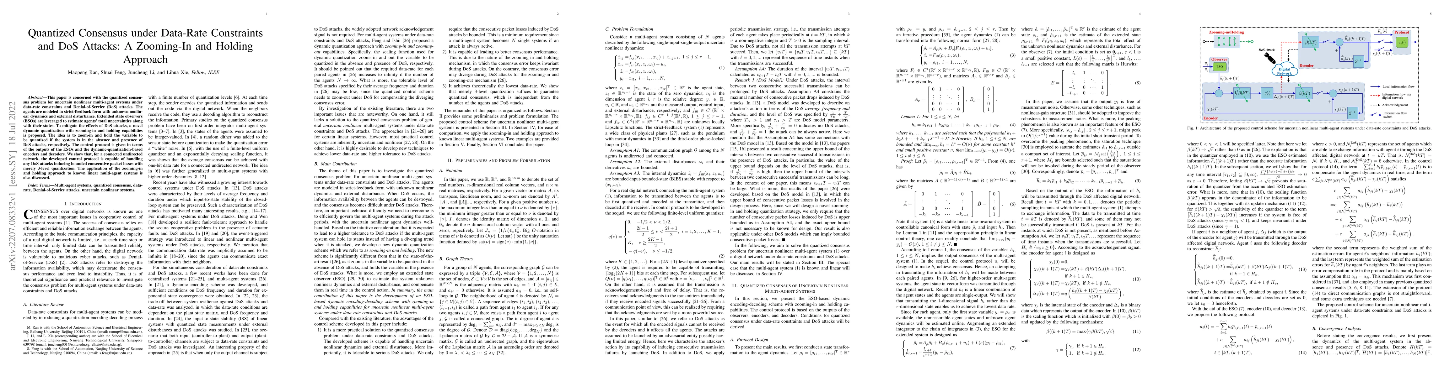 Thumbnail for Quantized Consensus under Data-Rate Constraints and DoS Attacks: A
  Zooming-In and Holding Approach