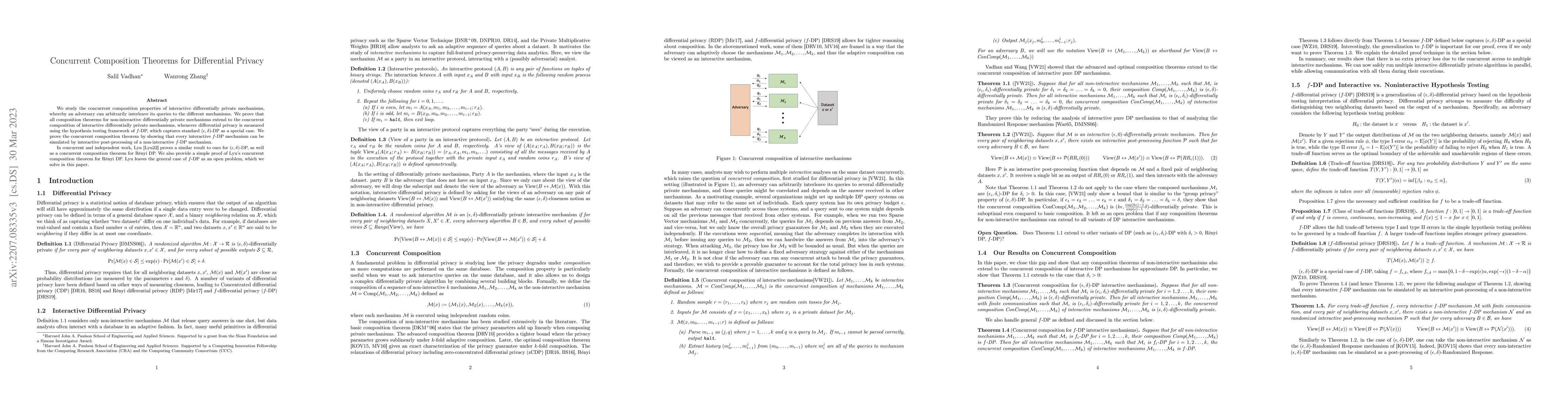 Thumbnail for Concurrent Composition Theorems for Differential Privacy