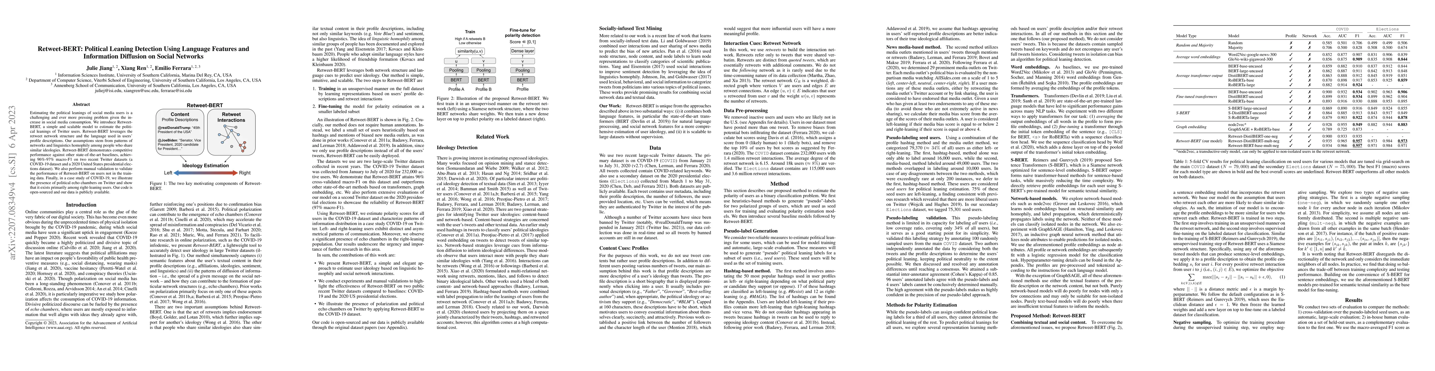 Thumbnail for Retweet-BERT: Political Leaning Detection Using Language Features and
  Information Diffusion on Social Networks