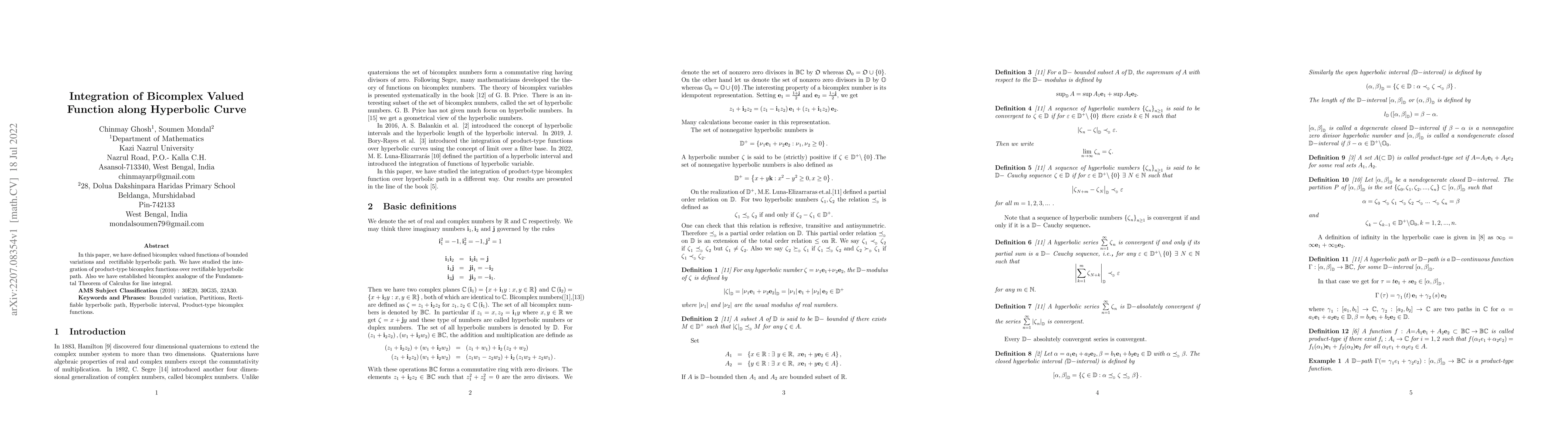 Thumbnail for Integration of Bicomplex Valued Function along Hyperbolic Curve
