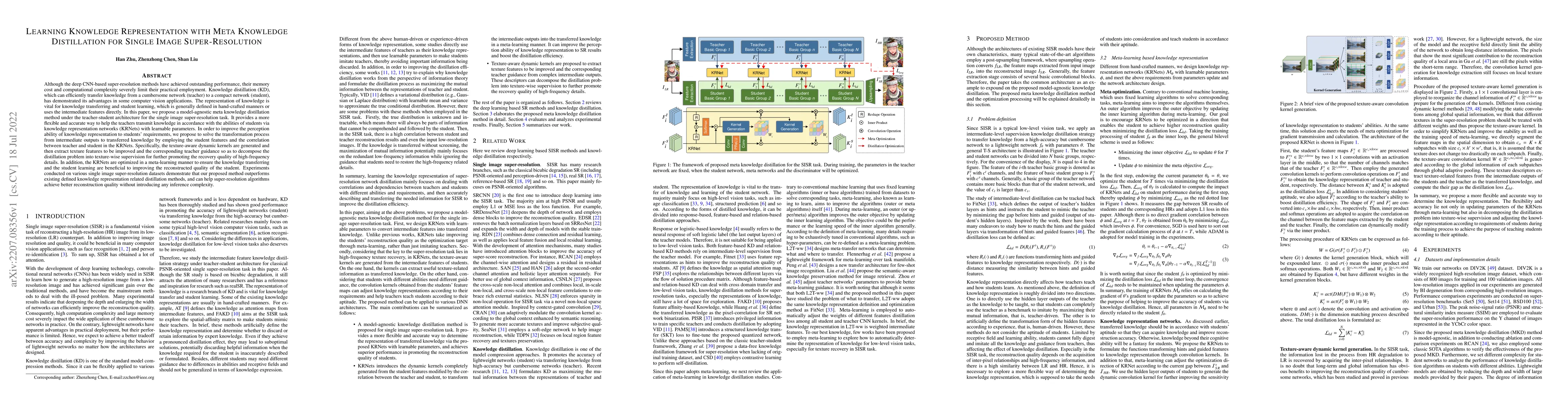 Thumbnail for Learning Knowledge Representation with Meta Knowledge Distillation for
  Single Image Super-Resolution