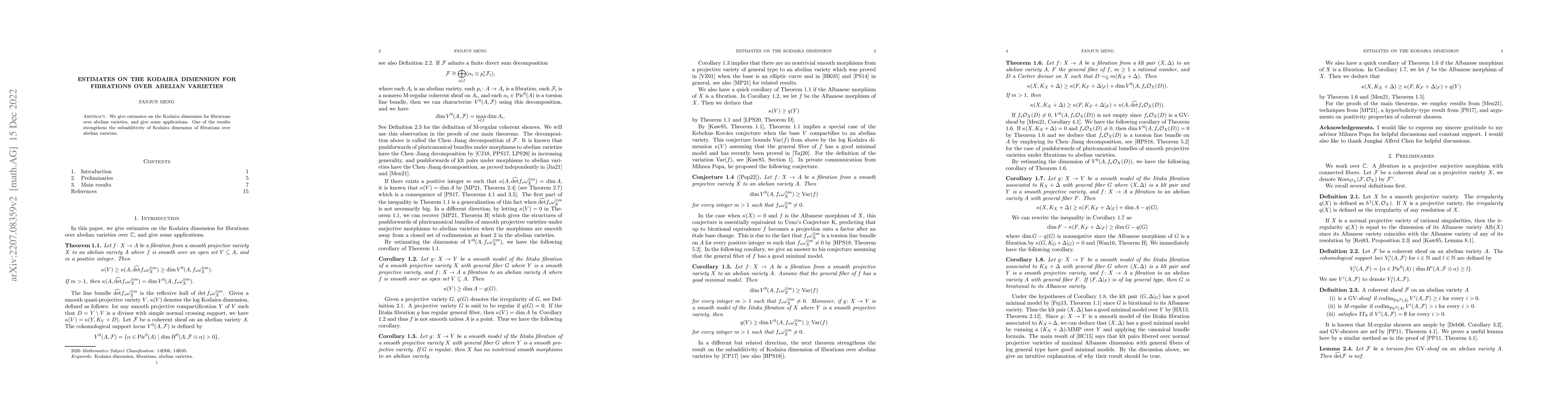 Thumbnail for Estimates on the Kodaira dimension for fibrations over abelian varieties