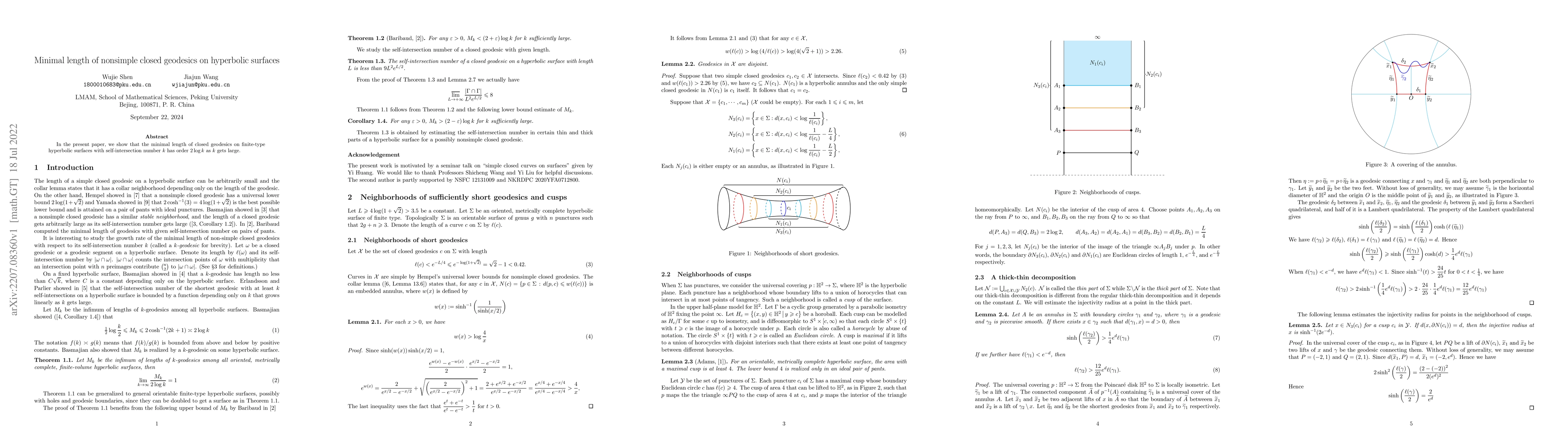 Thumbnail for Minimal length of nonsimple closed geodesics on hyperbolic surfaces