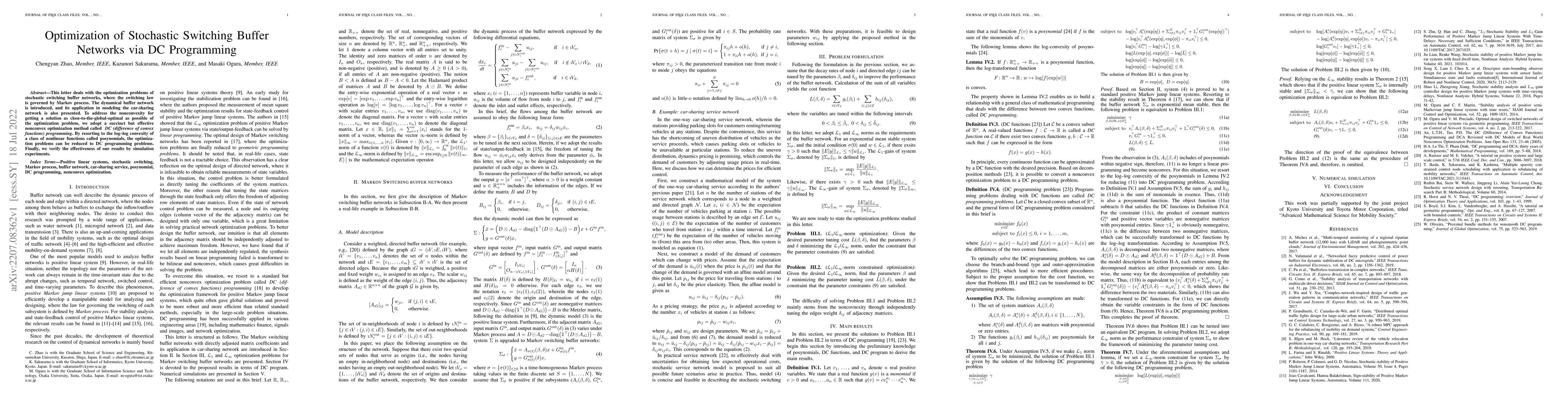 Thumbnail for Optimization of stochastic switching buffer network via DC programming