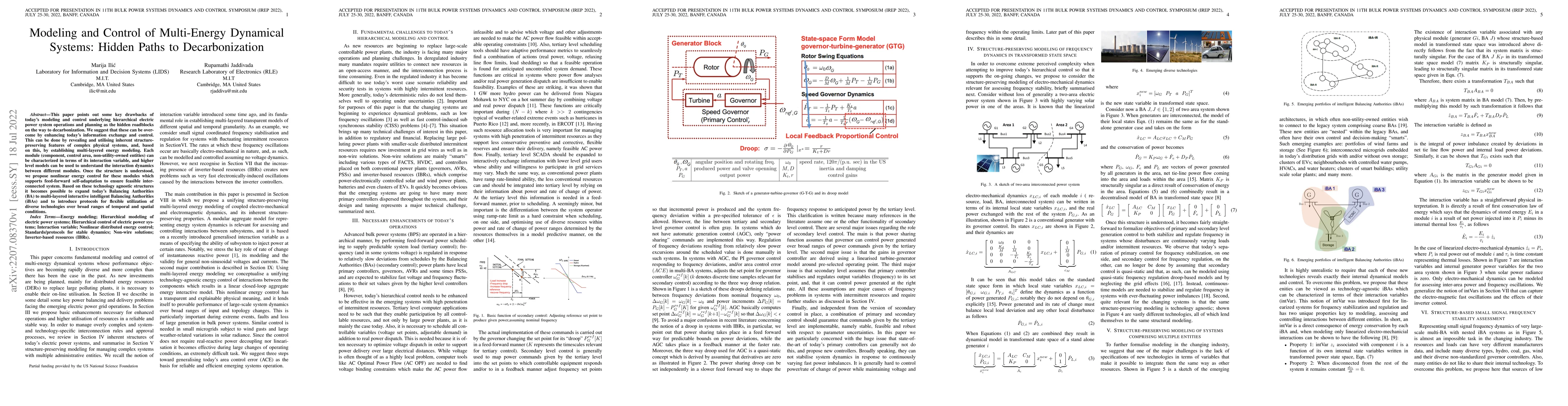 Thumbnail for Modeling and Control of Multi-Energy Dynamical Systems: Hidden Paths to
  Decarbonization