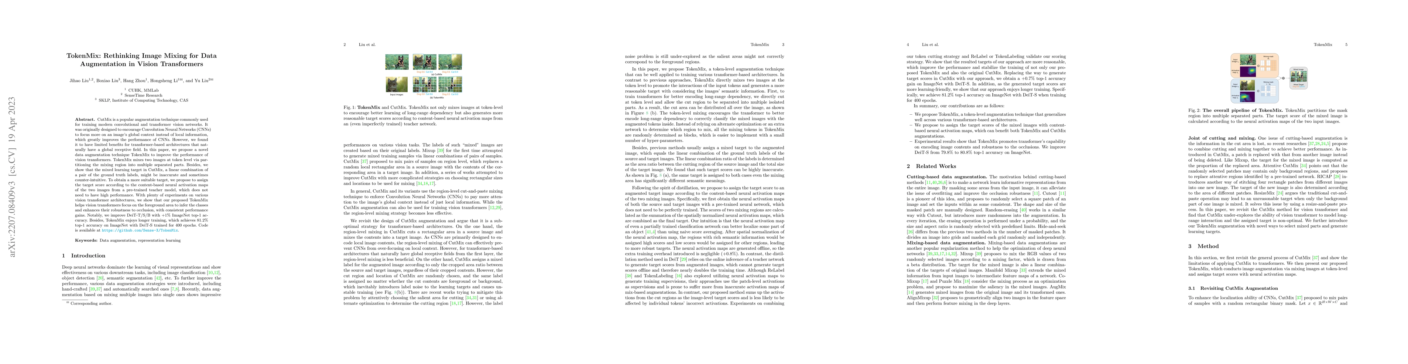 Thumbnail for TokenMix: Rethinking Image Mixing for Data Augmentation in Vision
  Transformers