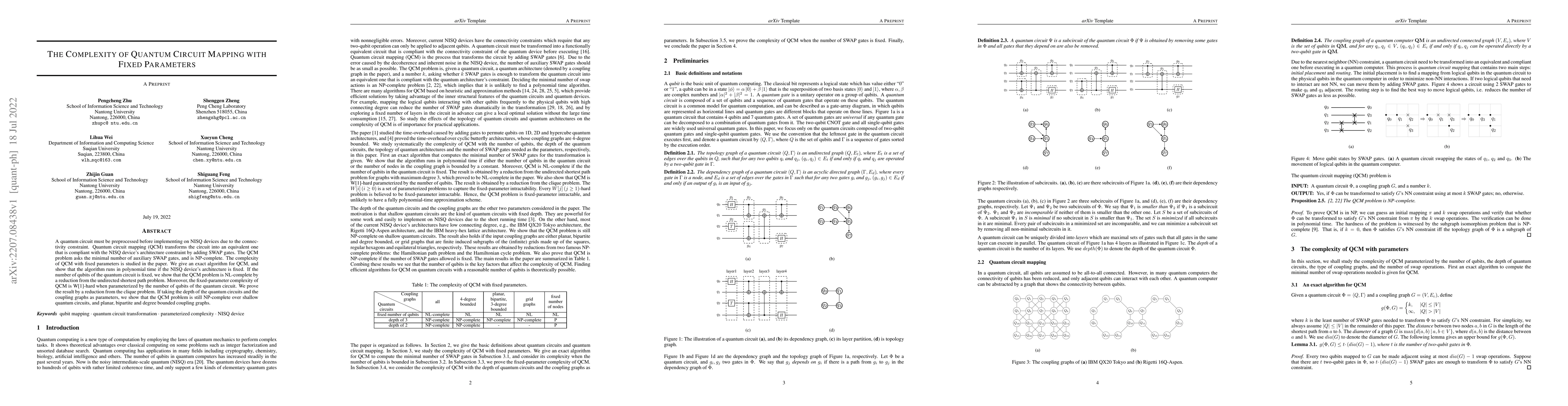 Thumbnail for The Complexity of Quantum Circuit Mapping with Fixed Parameters