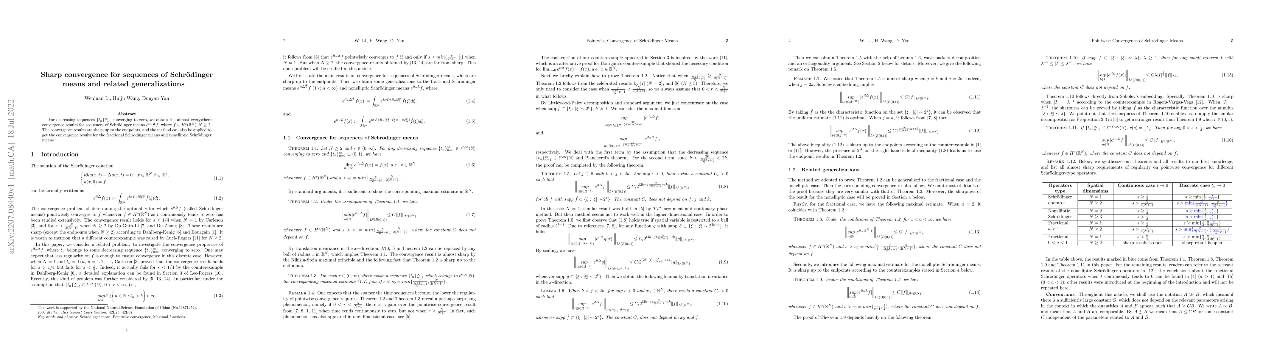 Thumbnail for Sharp convergence for sequences of Schr\"{o}dinger means and related
  generalizations
