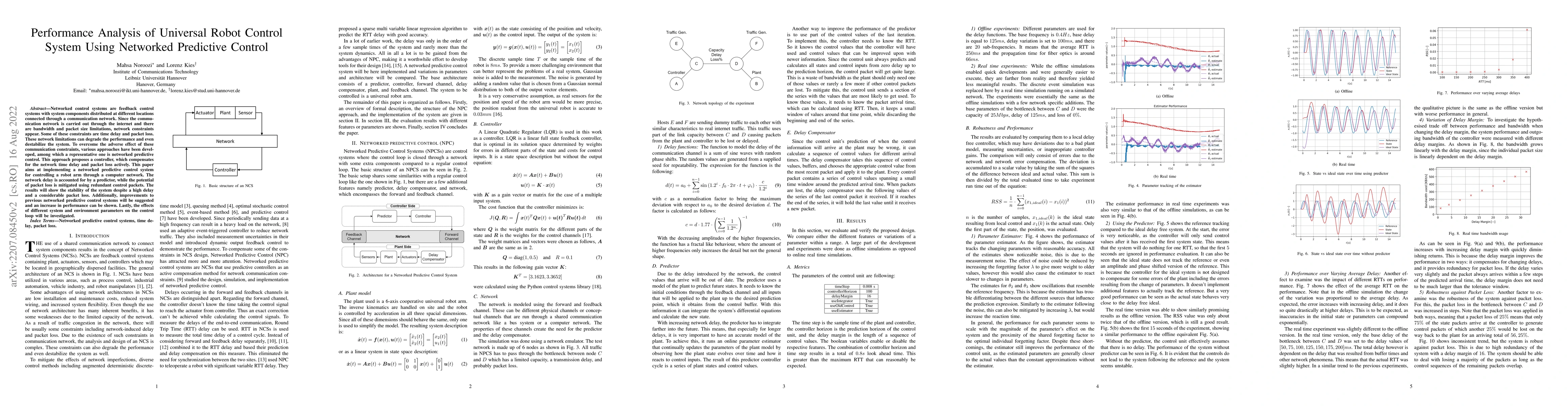 Thumbnail for Performance Analysis of Universal Robot Control System Using Networked
  Predictive Control