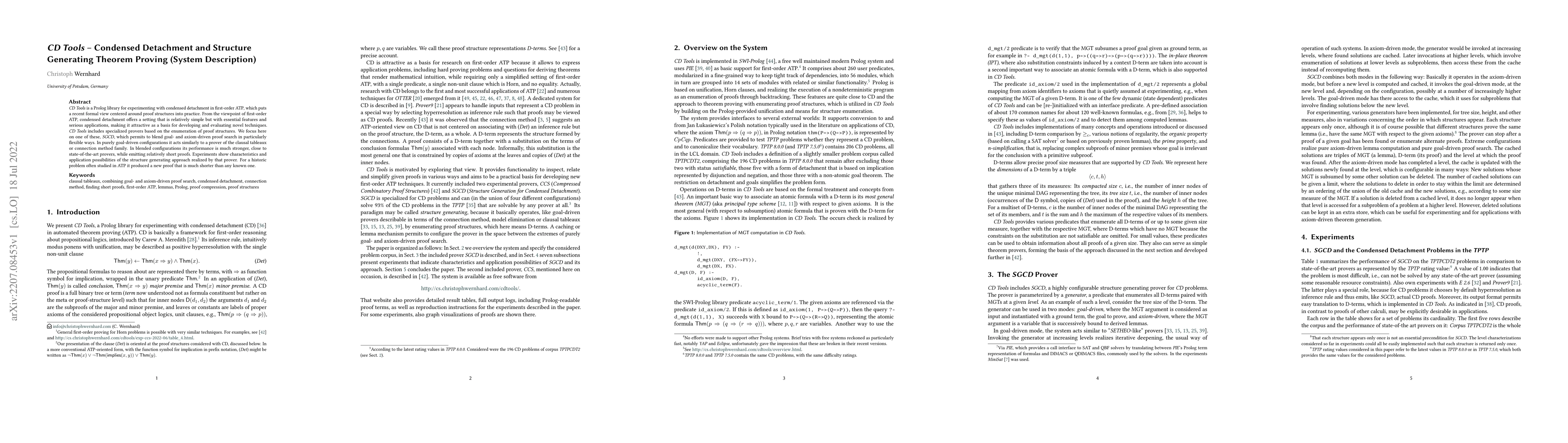 Thumbnail for CD Tools -- Condensed Detachment and Structure Generating Theorem
  Proving (System Description)