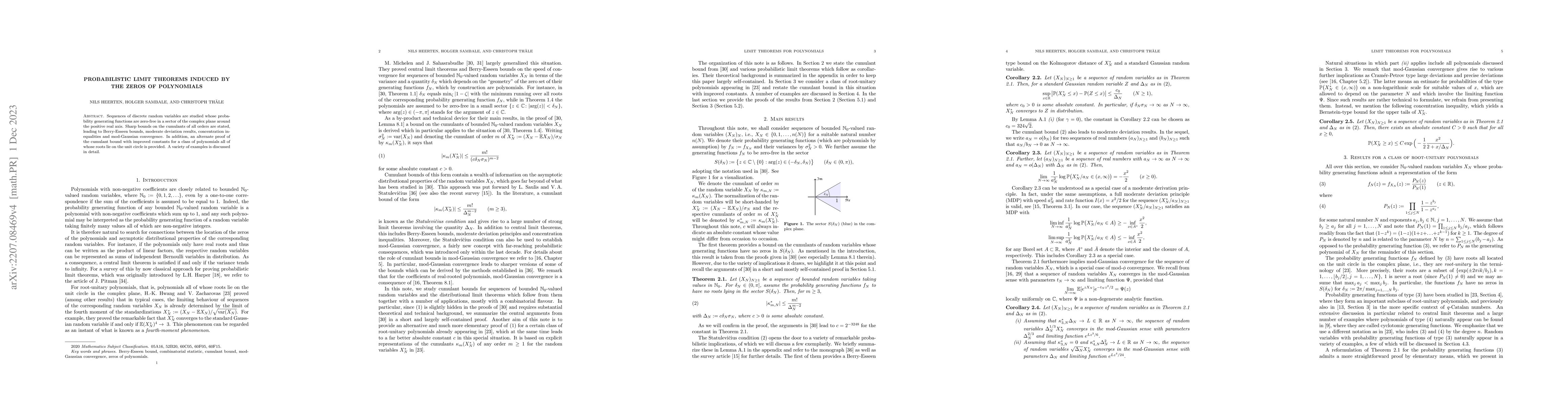 Thumbnail for Probabilistic Limit Theorems Induced by the Zeros of Polynomials