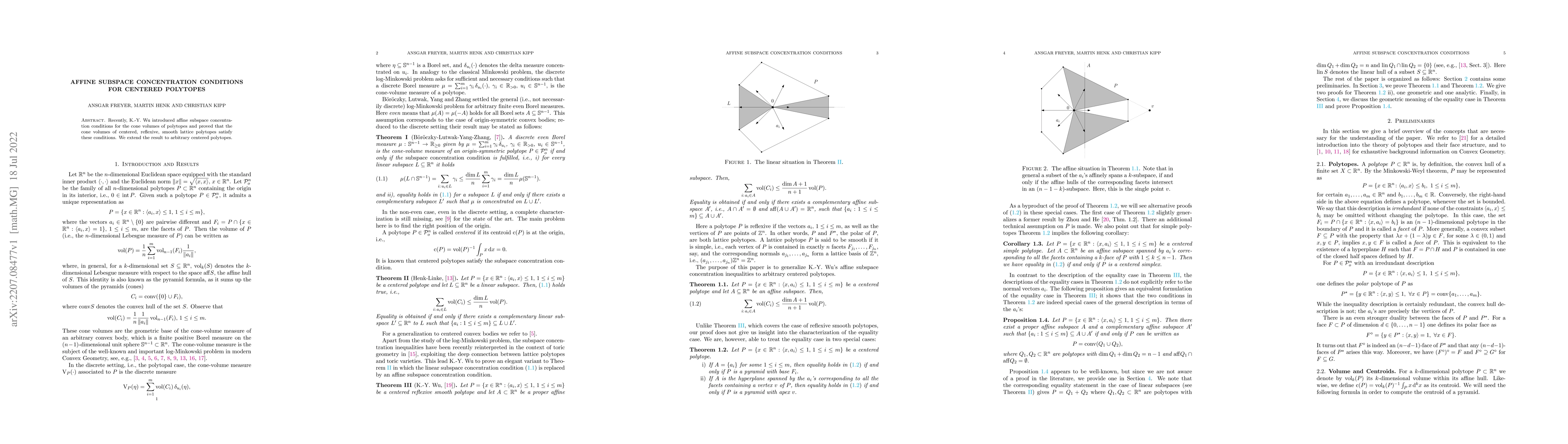 Thumbnail for Affine Subspace Concentration Conditions for Centered Polytopes