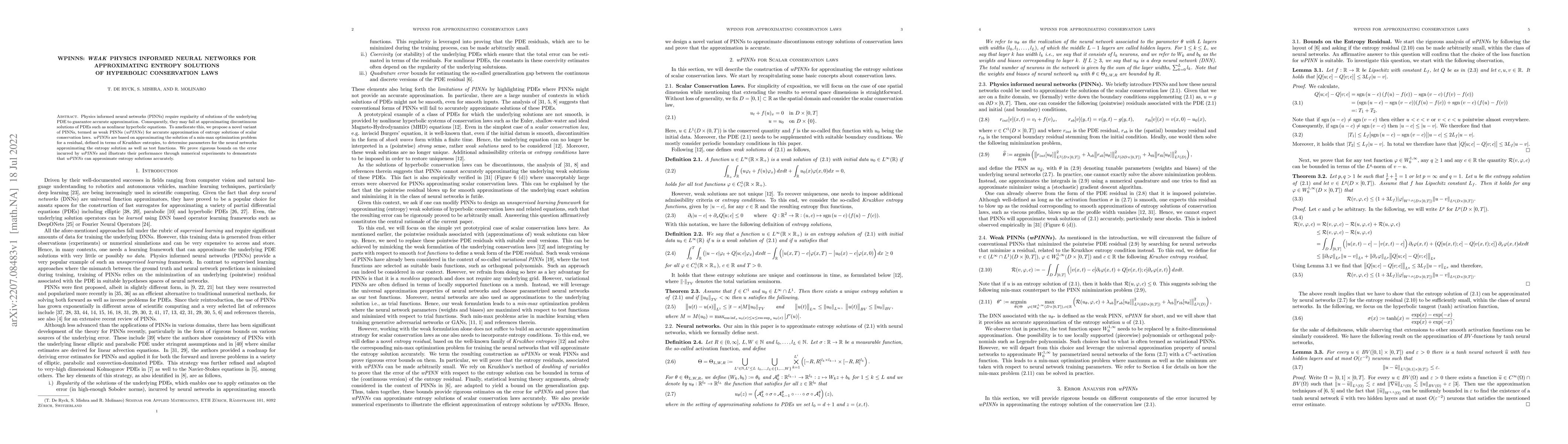 Thumbnail for wPINNs: Weak Physics informed neural networks for approximating entropy
  solutions of hyperbolic conservation laws