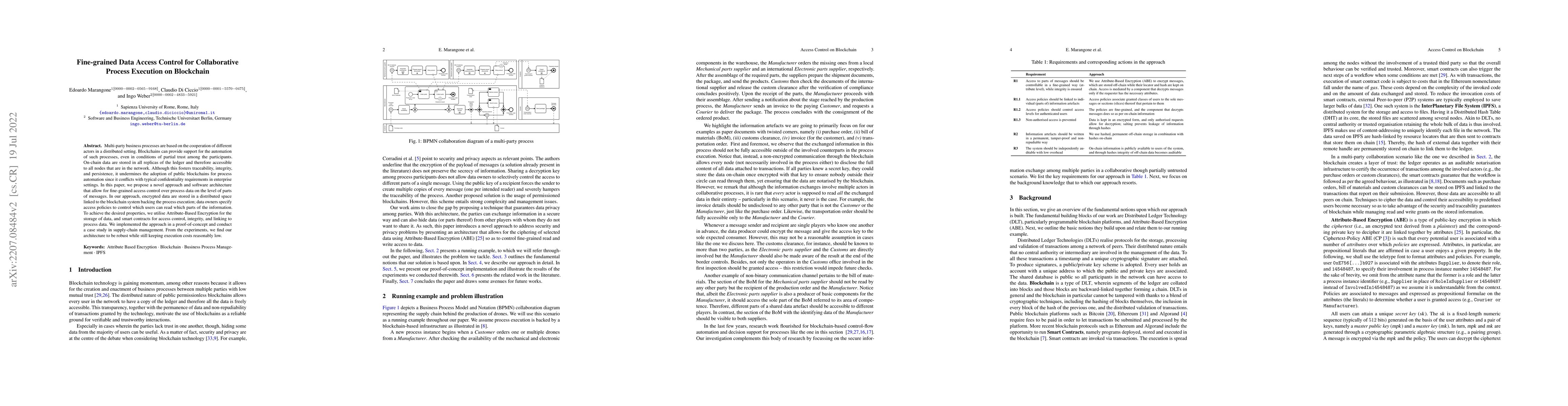Thumbnail for Fine-grained Data Access Control for Collaborative Process Execution on
  Blockchain