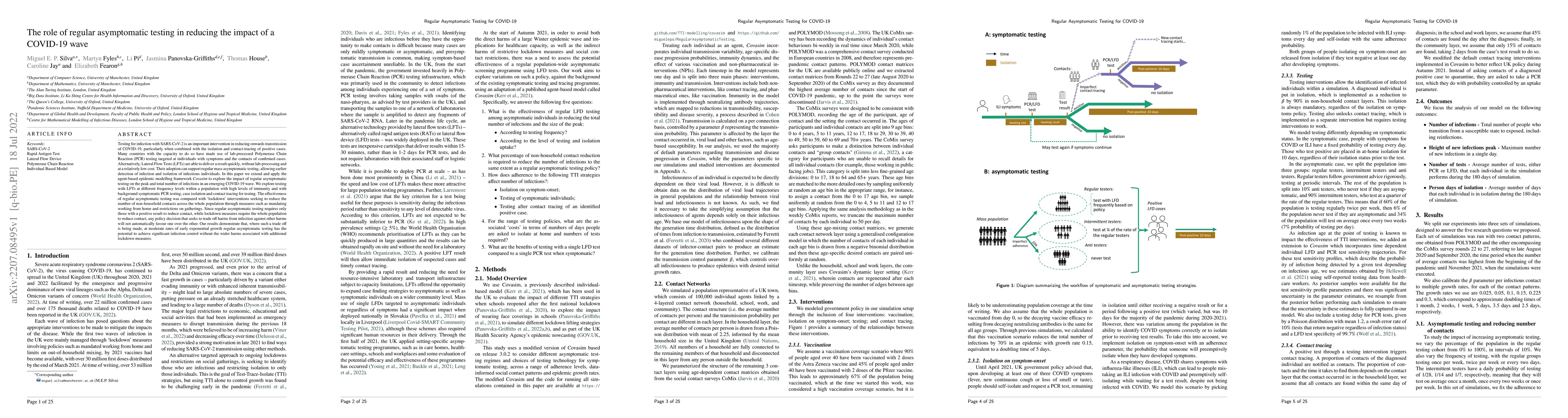 Thumbnail for The role of regular asymptomatic testing in reducing the impact of a
  COVID-19 wave