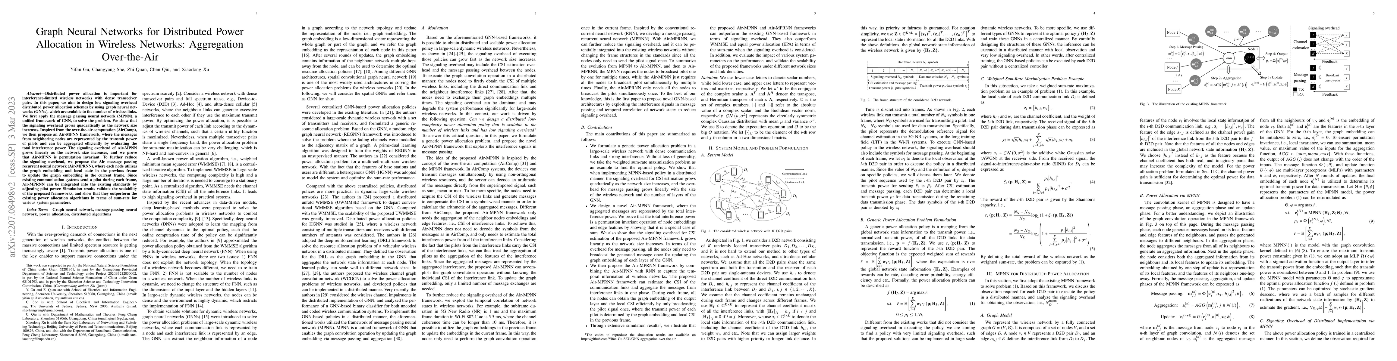 Thumbnail for Graph Neural Networks for Distributed Power Allocation in Wireless
  Networks: Aggregation Over-the-Air