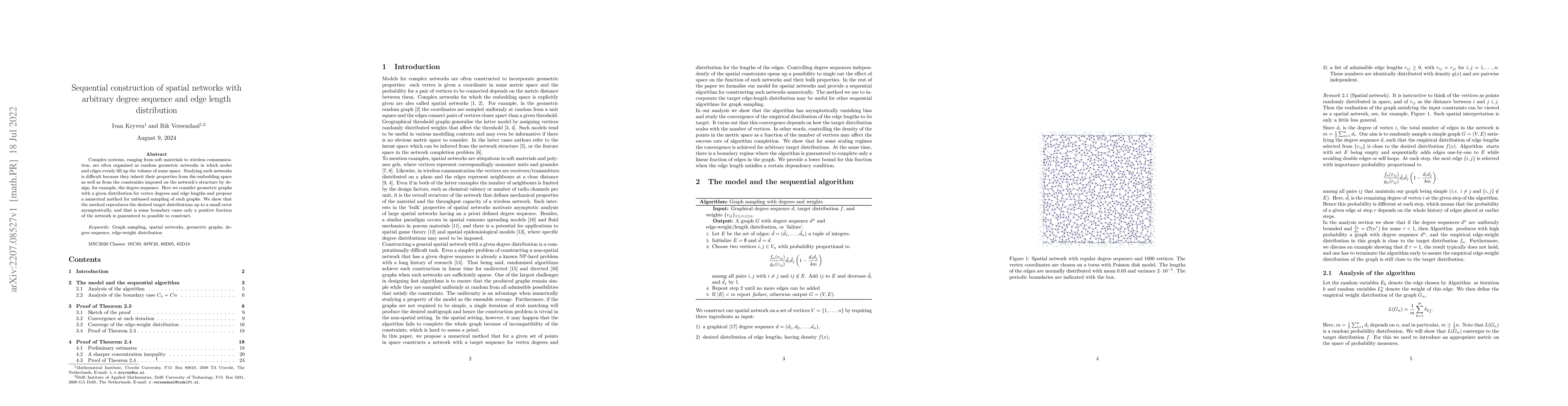 Thumbnail for Sequential construction of spatial networks with arbitrary degree
  sequence and edge length distribution
